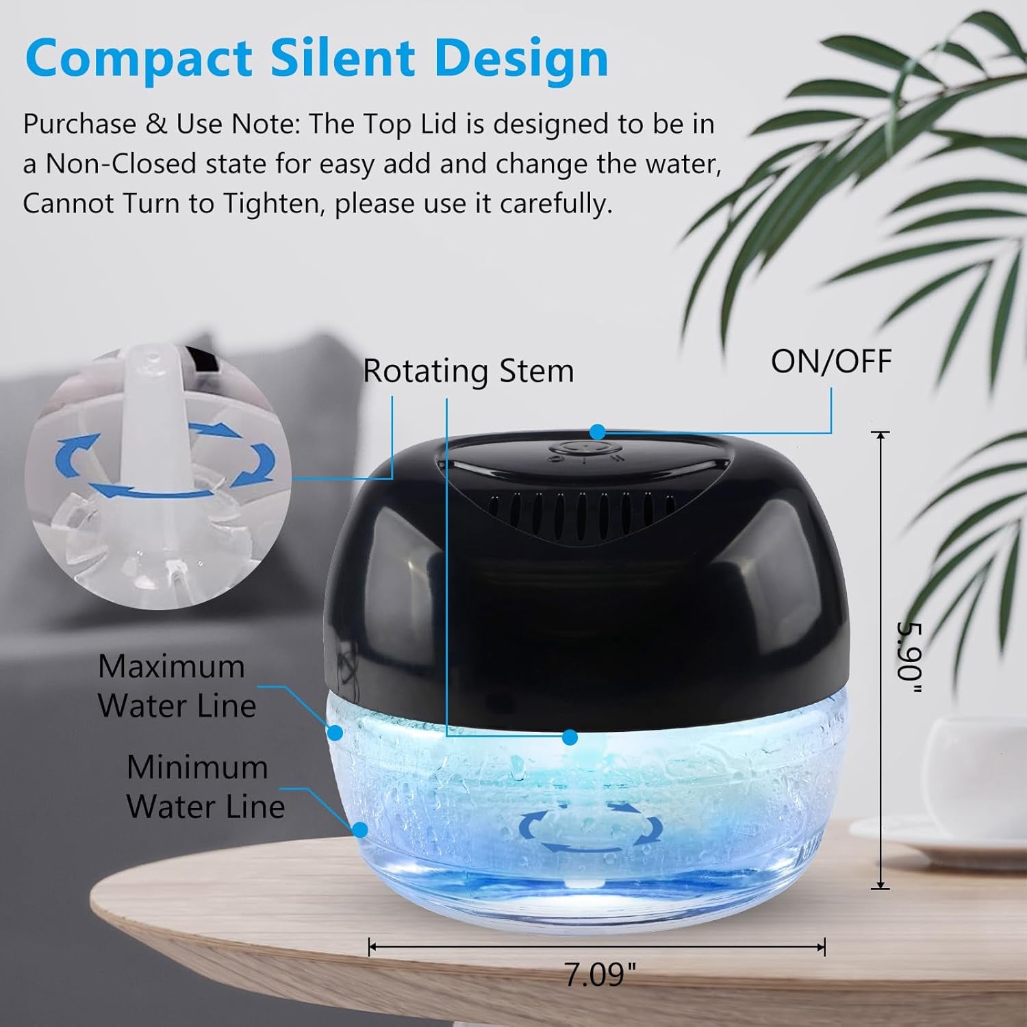 Purifier Air Washer, Air Fresher Aroma Diffuser for Home, Office, Air Purifier with Night Light (Black)