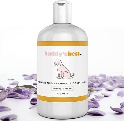 Transform Your Dog's Bath Time with Buddy's Best Calming Lavender Oatmeal Shampoo & Conditioner - 16oz of Gentle, Moisturizing Care for Sensitive Skin