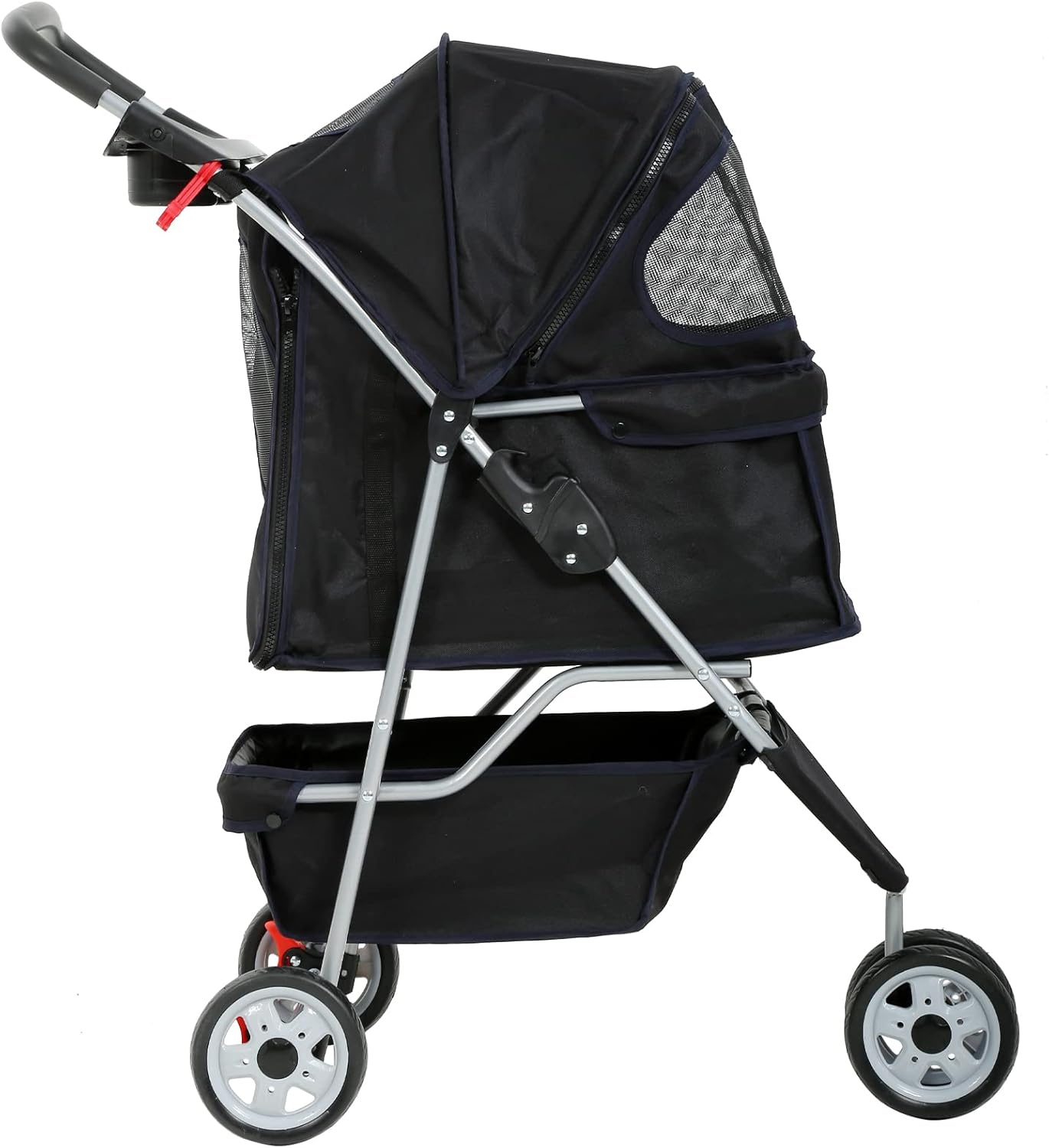 Ultimate 3-Wheel Pet Stroller - Lightweight, Foldable Dog & Cat Carrier with Weather Cover, Storage Basket & Comfort Features for Outdoor Adventures