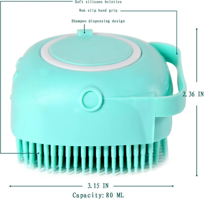 Ultimate Pet Bath Brush - Soft Silicone Shampoo Dispenser for Gentle Grooming of Dogs and Cats (Blue)