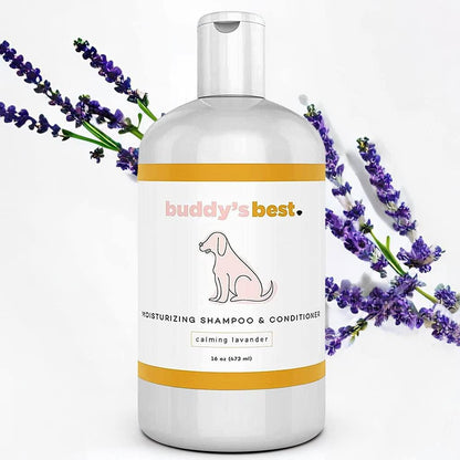 Transform Your Dog's Bath Time with Buddy's Best Calming Lavender Oatmeal Shampoo & Conditioner - 16oz of Gentle, Moisturizing Care for Sensitive Skin