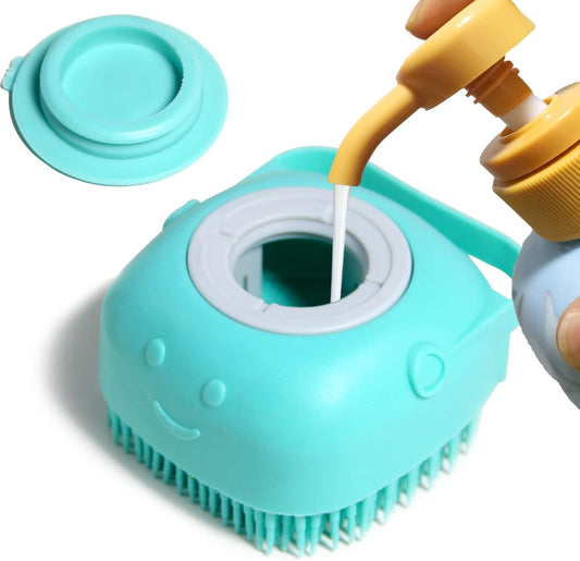 Ultimate Pet Bath Brush - Soft Silicone Shampoo Dispenser for Gentle Grooming of Dogs and Cats (Blue)