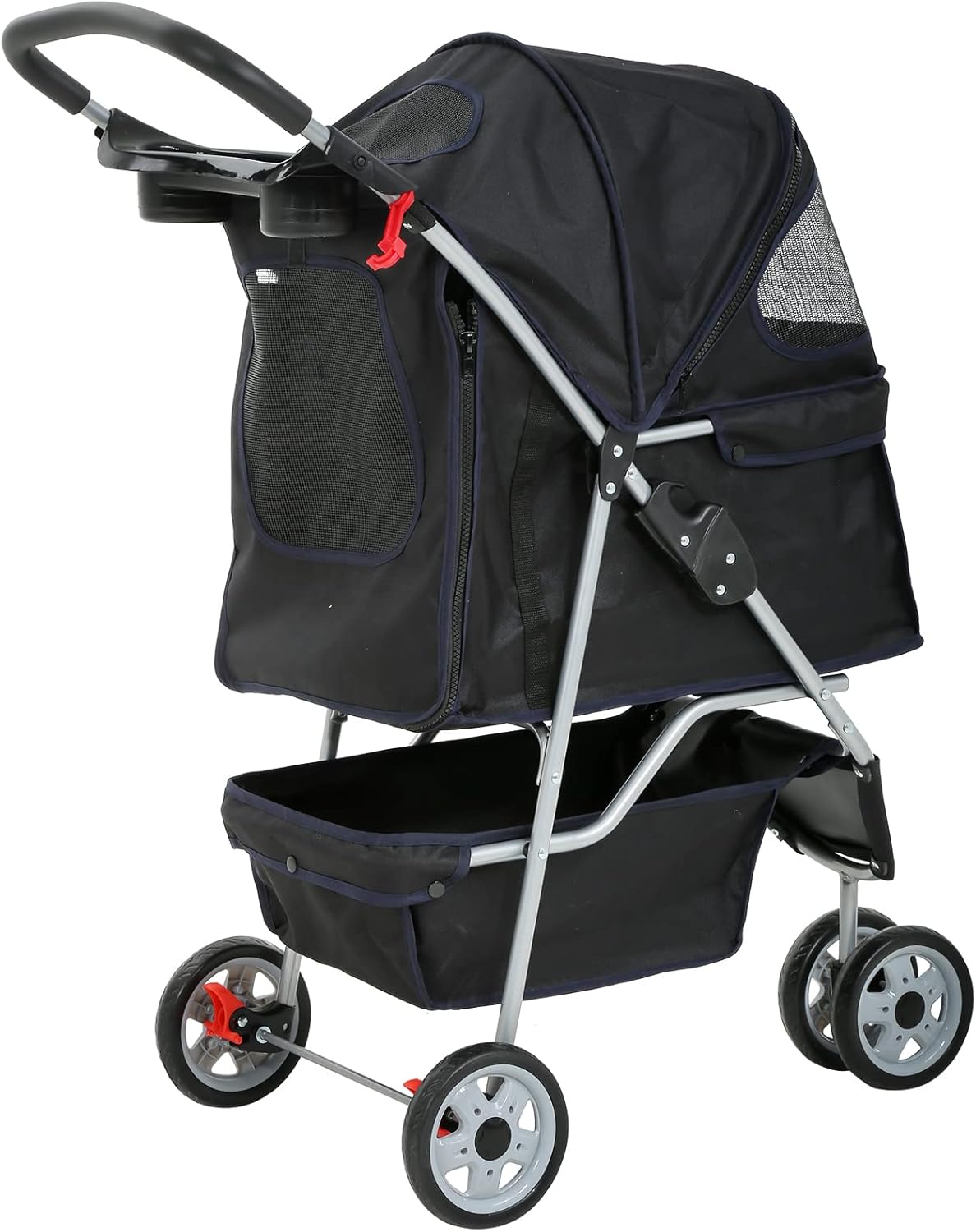 Ultimate 3-Wheel Pet Stroller - Lightweight, Foldable Dog & Cat Carrier with Weather Cover, Storage Basket & Comfort Features for Outdoor Adventures