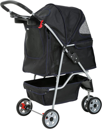 Ultimate 3-Wheel Pet Stroller - Lightweight, Foldable Dog & Cat Carrier with Weather Cover, Storage Basket & Comfort Features for Outdoor Adventures