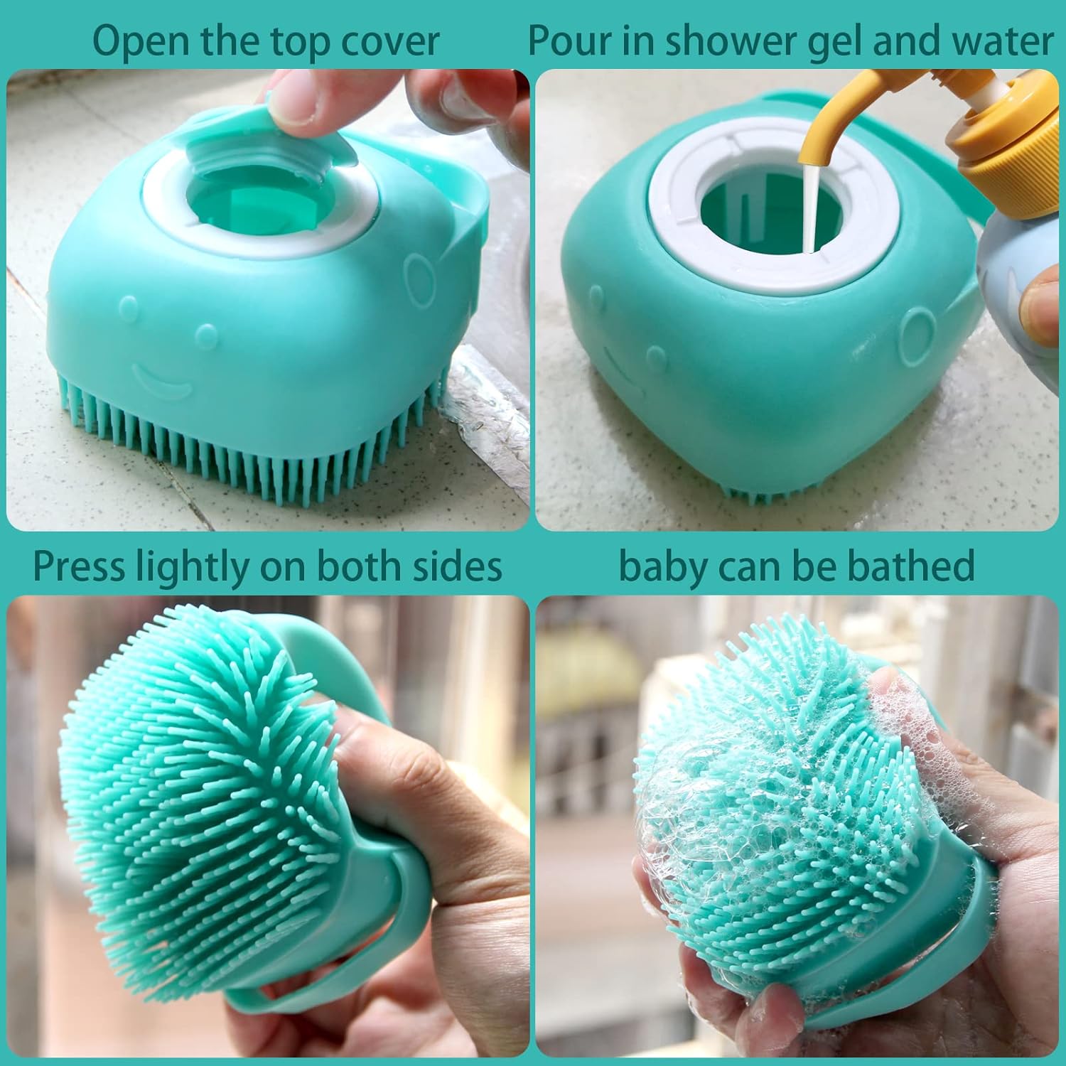 Ultimate Pet Bath Brush - Soft Silicone Shampoo Dispenser for Gentle Grooming of Dogs and Cats (Blue)