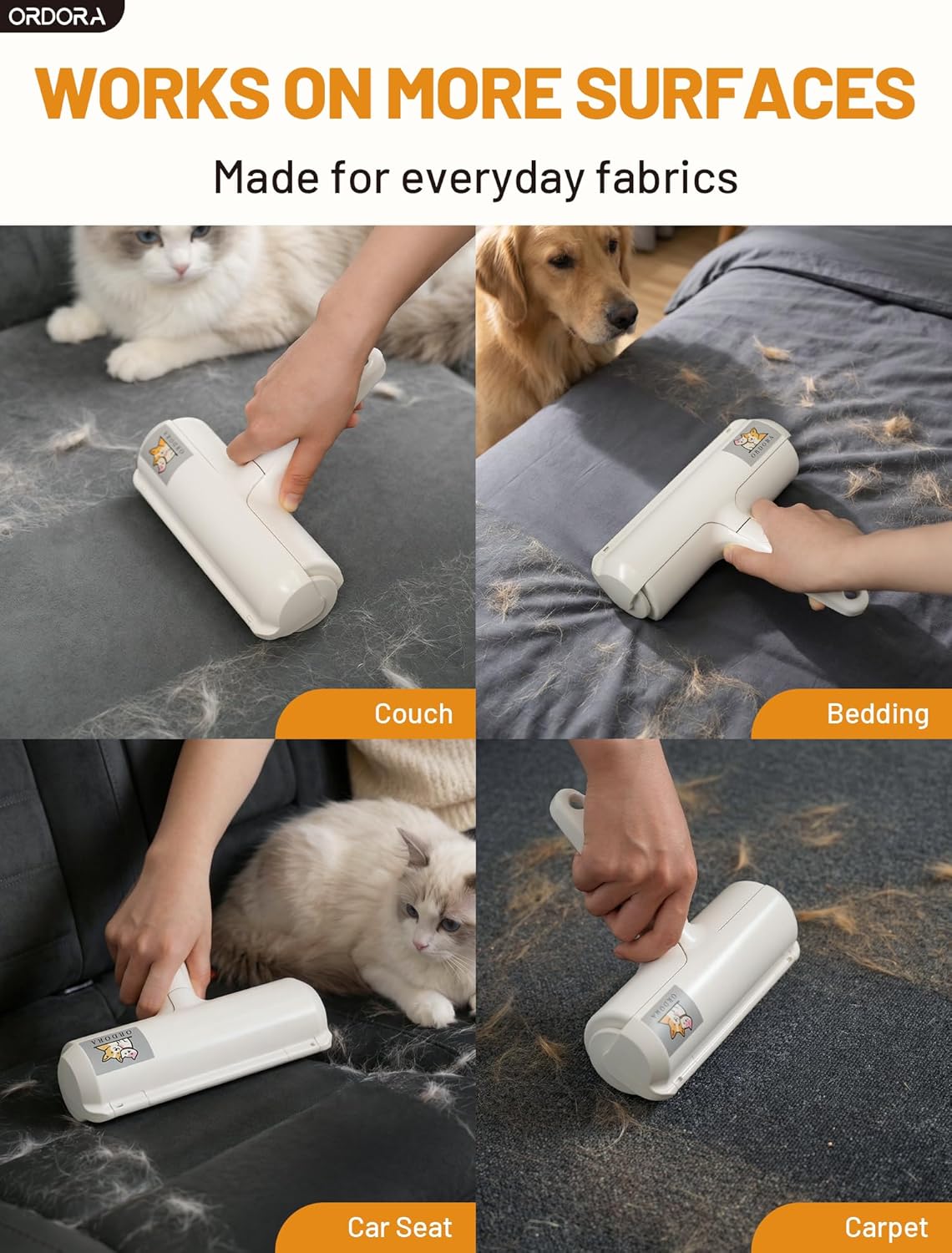 Ultimate Pet Hair Removal Tool: Eco-Friendly Lint Roller for Effortless Cleaning of Dog & Cat Hair on Furniture, Bedding, and More