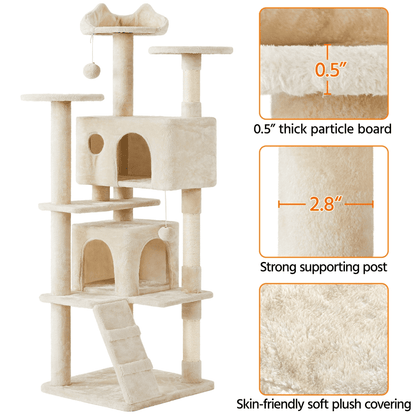 Deluxe 70" Multi-Level Cat Tree with Cozy Condos and Fun Scratching Posts - Perfect for Active Kittens!