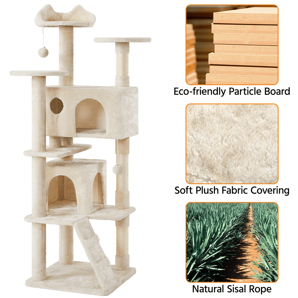 Deluxe 70" Multi-Level Cat Tree with Cozy Condos and Fun Scratching Posts - Perfect for Active Kittens!