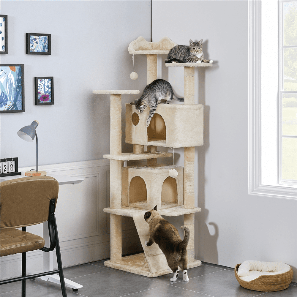 Deluxe 70" Multi-Level Cat Tree with Cozy Condos and Fun Scratching Posts - Perfect for Active Kittens!