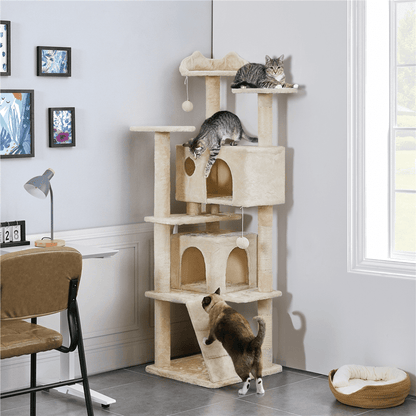 Deluxe 70" Multi-Level Cat Tree with Cozy Condos and Fun Scratching Posts - Perfect for Active Kittens!